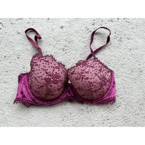 Victoria's Secret Dream‎ Angels Lined Demi Bra Burgundy Lace